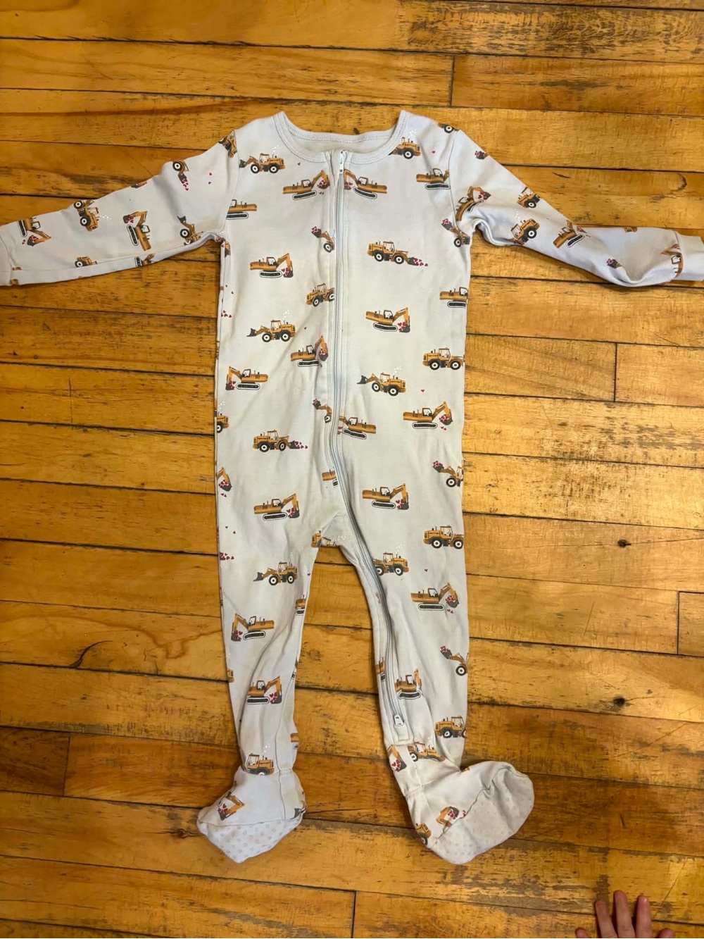 Petit Lem Light Blue Construction Truck Footed One-Piece
